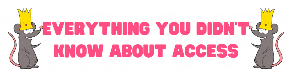Two cartoon mice in crowns have a caption between them that reads, 'Everything you didn't know about access'